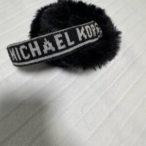 Michael Kors Black Knit Ear Muffs with Faux Fur Lining